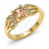 Anillo Multi Piedra 01.284.0052.07 Oro Laminado, con Chanpan Oscuro and Blanca Zirconia Cubica, Pulido, Tono Dorado (Size 7)
