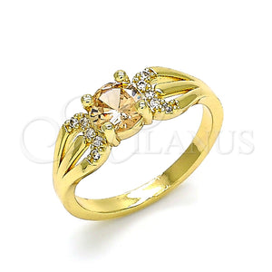Anillo Multi Piedra 01.284.0052.07 Oro Laminado, con Chanpan Oscuro and Blanca Zirconia Cubica, Pulido, Tono Dorado (Size 7)