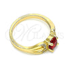 Anillo Multi Piedra 01.284.0052.1.07 Oro Laminado, con Granate Zirconia Cubica and Blanca Cristal, Pulido, Tono Dorado (Size 7)