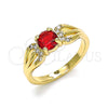 Anillo Multi Piedra 01.284.0052.1.07 Oro Laminado, con Granate Zirconia Cubica and Blanca Cristal, Pulido, Tono Dorado (Size 7)