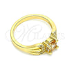 Anillo Multi Piedra 01.284.0052.08 Oro Laminado, con Chanpan Oscuro and Blanca Zirconia Cubica, Pulido, Tono Dorado (Size 8)