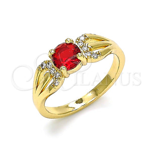 Anillo Multi Piedra 01.284.0052.1.08 Oro Laminado, con Granate and Blanca Zirconia Cubica, Pulido, Tono Dorado (Size 8)