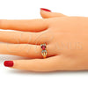 Anillo Multi Piedra 01.284.0052.1.09 Oro Laminado, con Granate and Blanca Zirconia Cubica, Pulido, Tono Dorado (Size 9)