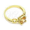 Anillo Multi Piedra 01.284.0053.1.06 Oro Laminado, con Chanpan Oscuro and Blanca Zirconia Cubica, Pulido, Tono Dorado (Size 6)