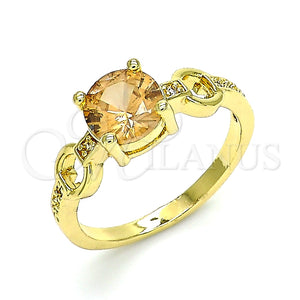 Anillo Multi Piedra 01.284.0053.1.06 Oro Laminado, con Chanpan Oscuro and Blanca Zirconia Cubica, Pulido, Tono Dorado (Size 6)