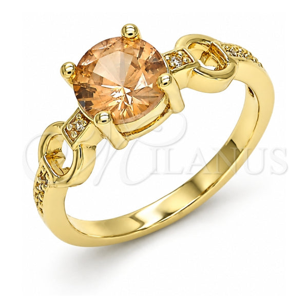Anillo Multi Piedra 01.284.0053.1.06 Oro Laminado, con Chanpan Oscuro and Blanca Zirconia Cubica, Pulido, Tono Dorado (Size 6)