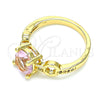 Anillo Multi Piedra 01.284.0053.07 Oro Laminado, con Rosado and Blanca Zirconia Cubica, Pulido, Tono Dorado (Size 7)