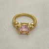 Anillo Multi Piedra 01.284.0053.08 Oro Laminado, con Rosado and Blanca Zirconia Cubica, Pulido, Tono Dorado (Size 8)