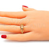 Anillo Multi Piedra 01.284.0053.1.08 Oro Laminado, con Chanpan Oscuro and Blanca Zirconia Cubica, Pulido, Tono Dorado (Size 8)
