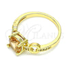 Anillo Multi Piedra 01.284.0053.1.08 Oro Laminado, con Chanpan Oscuro and Blanca Zirconia Cubica, Pulido, Tono Dorado (Size 8)