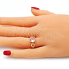 Anillo Multi Piedra 01.284.0053.09 Oro Laminado, con Rosado and Blanca Zirconia Cubica, Pulido, Tono Dorado (Size 9)