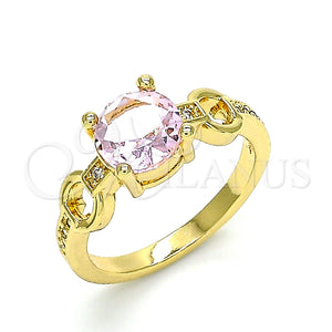 Anillo Multi Piedra 01.284.0053.09 Oro Laminado, con Rosado and Blanca Zirconia Cubica, Pulido, Tono Dorado (Size 9)