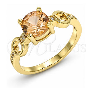 Anillo Multi Piedra 01.284.0053.1.09 Oro Laminado, con Zirconia Cubica Chanpan Oscuro y Blanca, Pulido, Tono Dorado (Tamaño 9)