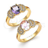 Anillo Multi Piedra 01.284.0048.1.06 Oro Laminado, con Amatista and Blanca Zirconia Cubica, Pulido, Tono Dorado (Size 6)