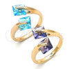Anillo Multi Piedra 01.284.0054 Oro Laminado, con Topacio Azul Zirconia Cubica, Pulido, Tono Dorado (One size fits all)
