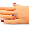 Anillo Multi Piedra 01.284.0054.1 Oro Laminado, con Amatista Zirconia Cubica, Pulido, Tono Dorado (One size fits all)