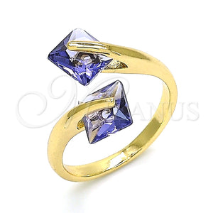 Anillo Multi Piedra 01.284.0054.1 Oro Laminado, con Amatista Zirconia Cubica, Pulido, Tono Dorado (One size fits all)