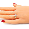 Anillo Multi Piedra 01.284.0055 Oro Laminado, Diseño de Corazón, con Rosado Zirconia Cubica, Pulido, Tono Dorado (One size fits all)