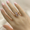 Anillo Multi Piedra 01.284.0055 Oro Laminado, Diseño de Corazón, con Rosado Zirconia Cubica, Pulido, Tono Dorado (One size fits all)