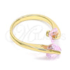 Anillo Multi Piedra 01.284.0055 Oro Laminado, Diseño de Corazón, con Rosado Zirconia Cubica, Pulido, Tono Dorado (One size fits all)