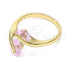 Anillo Multi Piedra 01.284.0055 Oro Laminado, Diseño de Corazón, con Rosado Zirconia Cubica, Pulido, Tono Dorado (One size fits all)