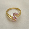 Anillo Multi Piedra 01.284.0055 Oro Laminado, Diseño de Corazón, con Rosado Zirconia Cubica, Pulido, Tono Dorado (One size fits all)