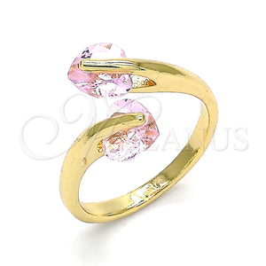 Anillo Multi Piedra 01.284.0055 Oro Laminado, Diseño de Corazón, con Rosado Zirconia Cubica, Pulido, Tono Dorado (One size fits all)