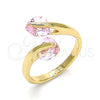 Anillo Multi Piedra 01.284.0055 Oro Laminado, Diseño de Corazón, con Rosado Zirconia Cubica, Pulido, Tono Dorado (One size fits all)