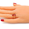 Anillo Multi Piedra 01.284.0055.1 Oro Laminado, Diseño de Corazón, con Granate Zirconia Cubica, Pulido, Tono Dorado (One size fits all)