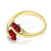 Anillo Multi Piedra 01.284.0055.1 Oro Laminado, Diseño de Corazón, con Granate Zirconia Cubica, Pulido, Tono Dorado (One size fits all)