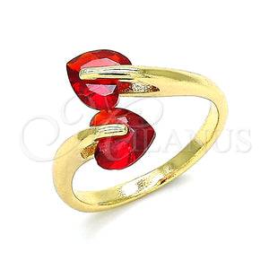 Anillo Multi Piedra 01.284.0055.1 Oro Laminado, Diseño de Corazón, con Granate Zirconia Cubica, Pulido, Tono Dorado (One size fits all)