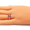 Anillo Multi Piedra 01.210.0119.06 Oro Laminado, con Amatista and Blanca Zirconia Cubica, Pulido, Tono Dorado (Size 6)