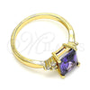 Anillo Multi Piedra 01.210.0119.06 Oro Laminado, con Amatista and Blanca Zirconia Cubica, Pulido, Tono Dorado (Size 6)