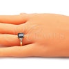Anillo Multi Piedra 01.210.0119.3.06 Oro Laminado, con Negro and Blanca Zirconia Cubica, Pulido, Tono Dorado (Size 6)