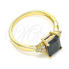 Anillo Multi Piedra 01.210.0119.3.06 Oro Laminado, con Negro and Blanca Zirconia Cubica, Pulido, Tono Dorado (Size 6)