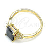 Anillo Multi Piedra 01.210.0119.3.06 Oro Laminado, con Negro and Blanca Zirconia Cubica, Pulido, Tono Dorado (Size 6)