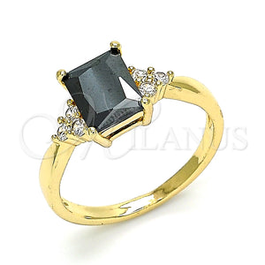 Anillo Multi Piedra 01.210.0119.3.06 Oro Laminado, con Negro and Blanca Zirconia Cubica, Pulido, Tono Dorado (Size 6)