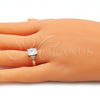 Anillo Multi Piedra 01.210.0119.5.06 Oro Laminado, con Blanca Zirconia Cubica, Pulido, Tono Dorado (Size 6)