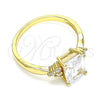 Anillo Multi Piedra 01.210.0119.5.06 Oro Laminado, con Blanca Zirconia Cubica, Pulido, Tono Dorado (Size 6)