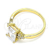 Anillo Multi Piedra 01.210.0119.5.06 Oro Laminado, con Blanca Zirconia Cubica, Pulido, Tono Dorado (Size 6)