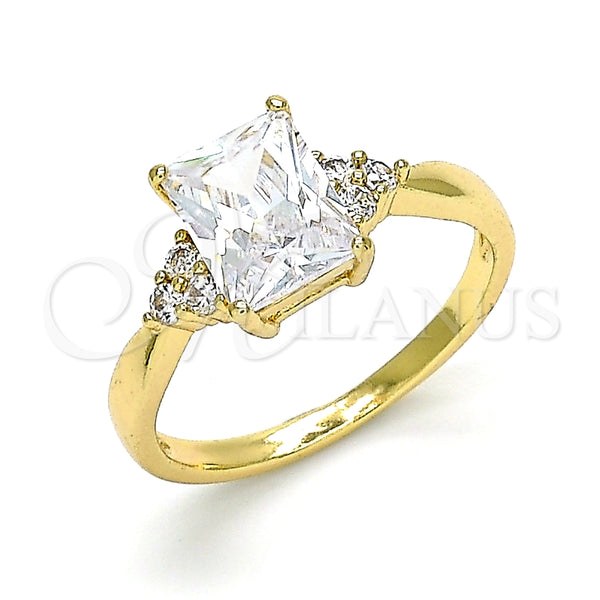 Anillo Multi Piedra 01.210.0119.5.06 Oro Laminado, con Blanca Zirconia Cubica, Pulido, Tono Dorado (Size 6)