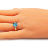 Anillo Multi Piedra 01.210.0119.4.07 Oro Laminado, con Topacio Azul and Blanca Zirconia Cubica, Pulido, Tono Dorado (Size 7)