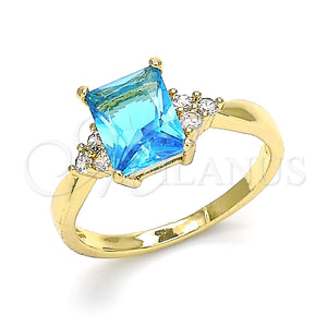 Anillo Multi Piedra 01.210.0119.4.07 Oro Laminado, con Topacio Azul and Blanca Zirconia Cubica, Pulido, Tono Dorado (Size 7)