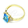 Anillo Multi Piedra 01.210.0119.4.08 Oro Laminado, con Topacio Azul and Blanca Zirconia Cubica, Pulido, Tono Dorado (Size 8)