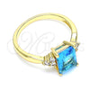 Anillo Multi Piedra 01.210.0119.4.09 Oro Laminado, con Topacio Azul and Blanca Zirconia Cubica, Pulido, Tono Dorado (Size 9)