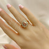 Anillo Multi Piedra 01.210.0120.1.06 Oro Laminado, con Rosado and Blanca Zirconia Cubica, Pulido, Tono Dorado (Size 6)