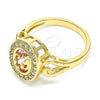 Anillo Multi Piedra 01.210.0120.1.06 Oro Laminado, con Rosado and Blanca Zirconia Cubica, Pulido, Tono Dorado (Size 6)