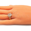 Anillo Multi Piedra 01.210.0120.1.07 Oro Laminado, con Rosado and Blanca Zirconia Cubica, Pulido, Tono Dorado (Size 7)
