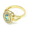 Anillo Multi Piedra 01.210.0120.2.07 Oro Laminado, con Topacio Azul and Blanca Zirconia Cubica, Pulido, Tono Dorado (Size 7)