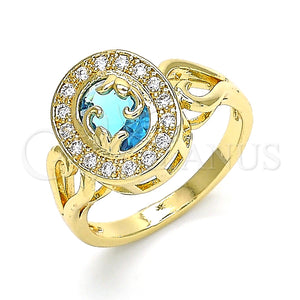 Anillo Multi Piedra 01.210.0120.2.07 Oro Laminado, con Topacio Azul and Blanca Zirconia Cubica, Pulido, Tono Dorado (Size 7)
